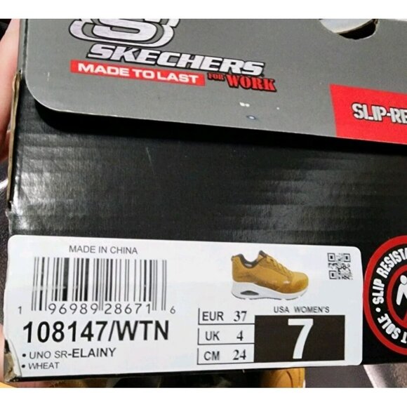 SKECHERS Work Shoes Women's Size 7 Wheat Uno SR Elainy Comp Toe NIB - Picture 10 of 10